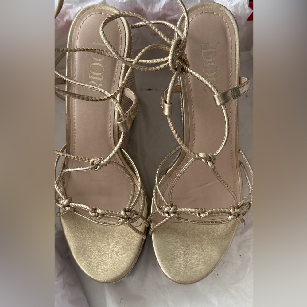 Idore Gold Strappy Lace-Up Sandals